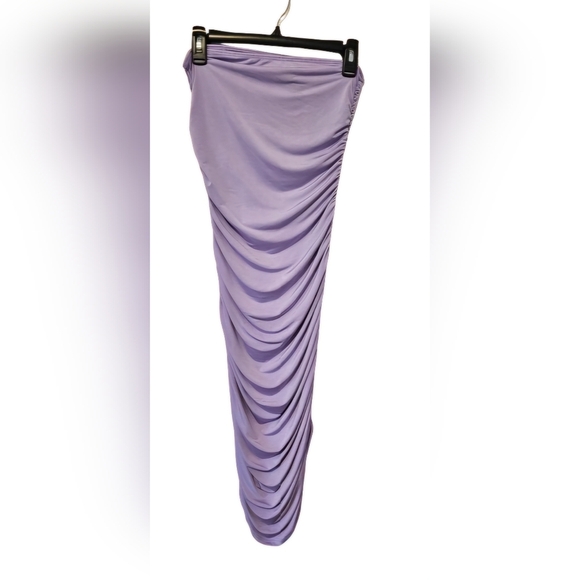 Sincerely Jules Lavender Strapless Midi Ruched Dress Women's Size Large NWT - Picture 1 of 8
